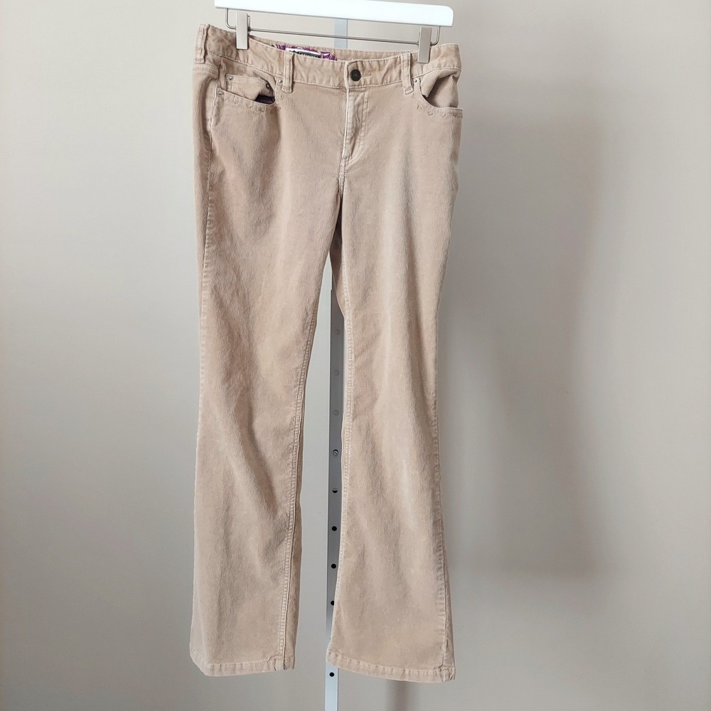 Route 66 Womens Tan Corduroy Straight Leg Pants Size‎ 7/8 Khaki Stretch FLAW